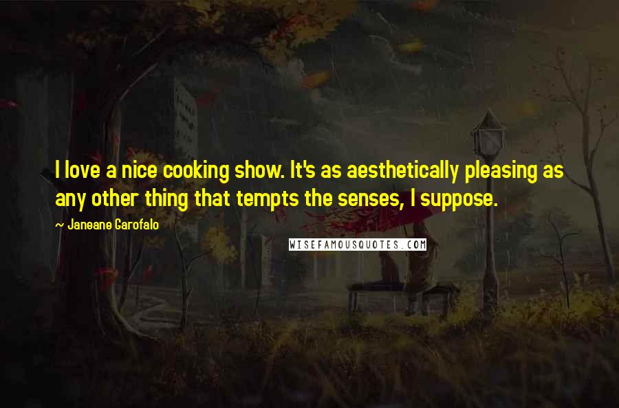 Janeane Garofalo quotes: I love a nice cooking show. It's as aesthetically pleasing as any other thing that tempts the senses, I suppose.