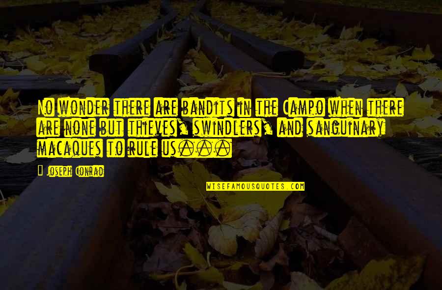 Janeene Jones Quotes By Joseph Conrad: No wonder there are bandits in the Campo Janeene Jones Quotes By Joseph Conrad: No wonder there are bandits in the Campo