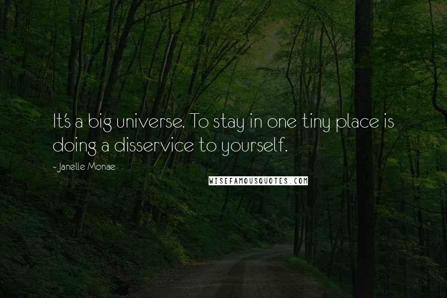 Janelle Monae quotes: It's a big universe. To stay in one tiny place is doing a disservice to yourself.