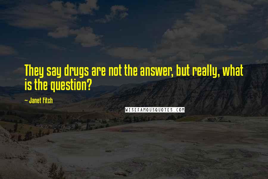 Janet Fitch quotes: They say drugs are not the answer, but really, what is the question?