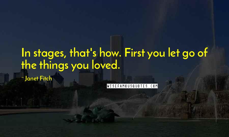 Janet Fitch quotes: In stages, that's how. First you let go of the things you loved.
