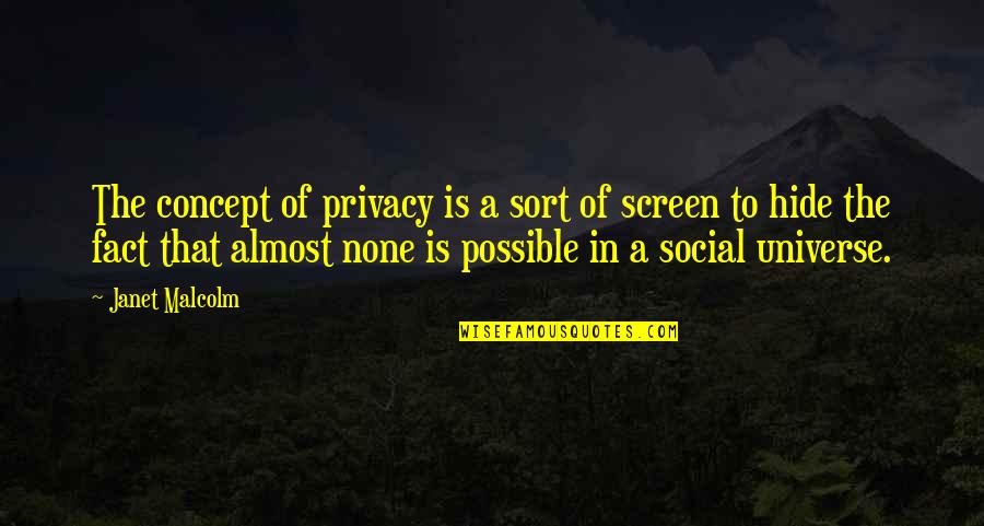Janet Malcolm Quotes By Janet Malcolm: The concept of privacy is a sort of