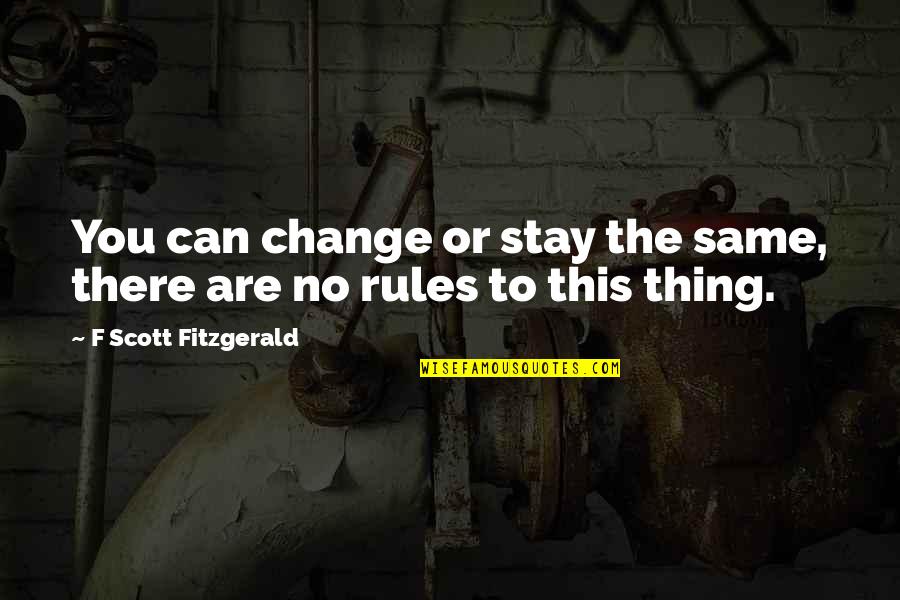 Janosch Tiger Quotes By F Scott Fitzgerald: You can change or stay the same, there