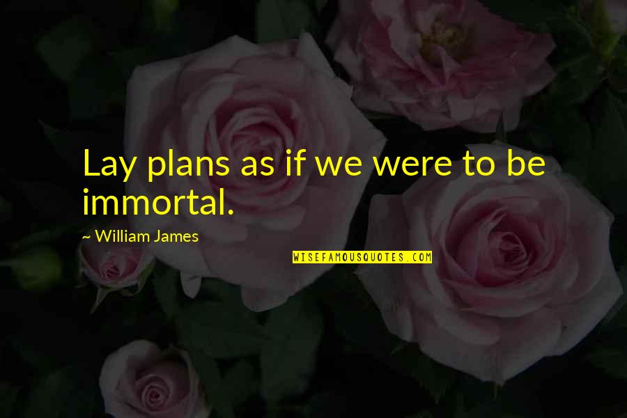 Janoskians Quotes By William James: Lay plans as if we were to be