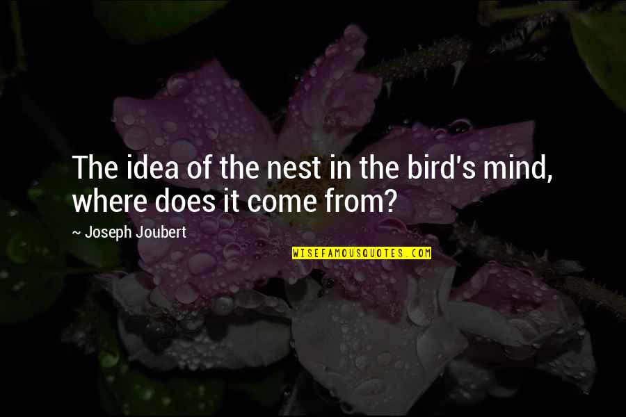 Janotofamous Tik Quotes By Joseph Joubert: The idea of the nest in the bird's Janotofamous Tik Quotes By Joseph Joubert: The idea of the nest in the bird's