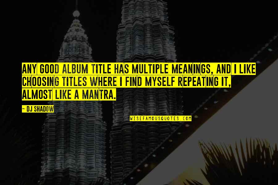 Japanese Management Guru Quotes By DJ Shadow: Any good album title has multiple meanings, and Japanese Management Guru Quotes By DJ Shadow: Any good album title has multiple meanings, and