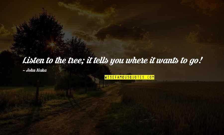 Japhet Tanganga Quotes By John Naka: Listen to the tree; it tells you where