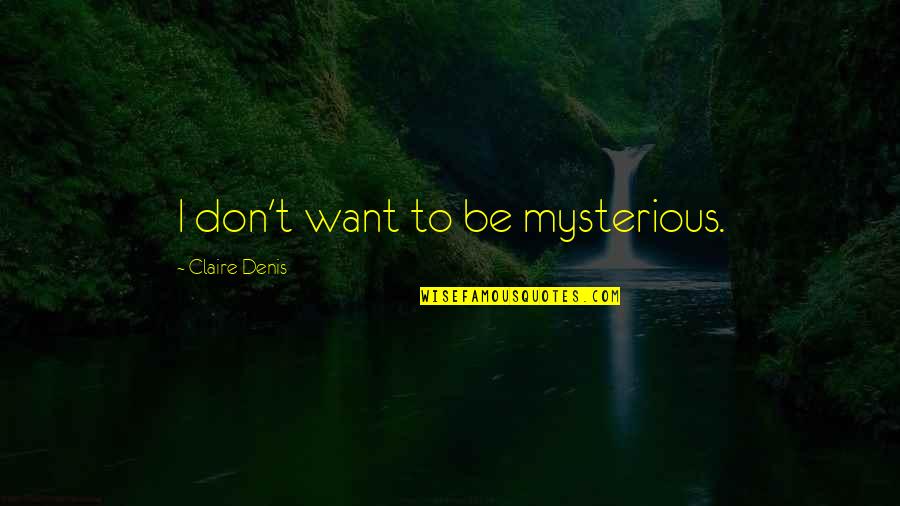Jaqqa Quotes By Claire Denis: I don't want to be mysterious.