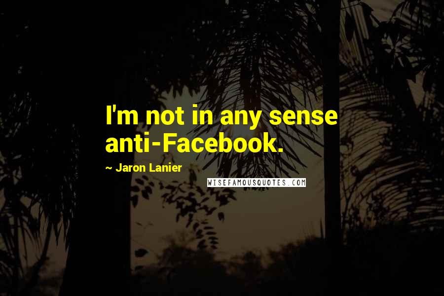 Jaron Lanier quotes: I'm not in any sense anti-Facebook.