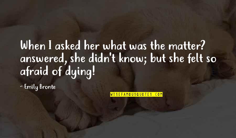 Jarrod Ramos Quotes By Emily Bronte: When I asked her what was the matter? Jarrod Ramos Quotes By Emily Bronte: When I asked her what was the matter?