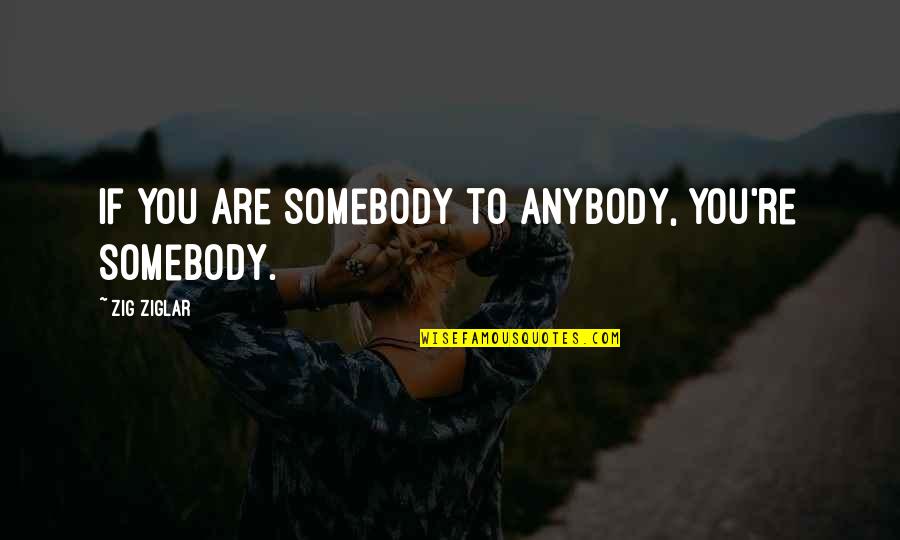 Jasha Spa Quotes By Zig Ziglar: If you are somebody to anybody, you're somebody.