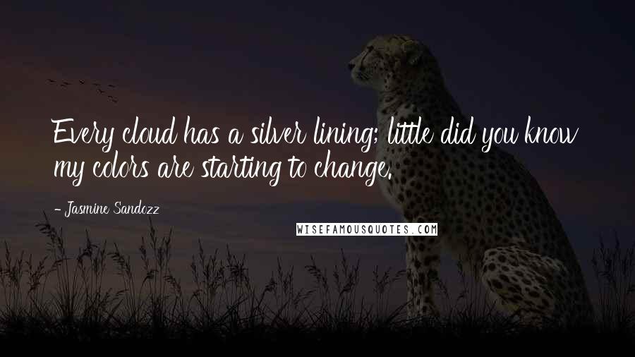 Jasmine Sandozz quotes: Every cloud has a silver lining; little did you know my colors are starting to change.