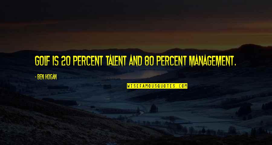 Jasny Braz Quotes By Ben Hogan: Golf is 20 percent talent and 80 percent