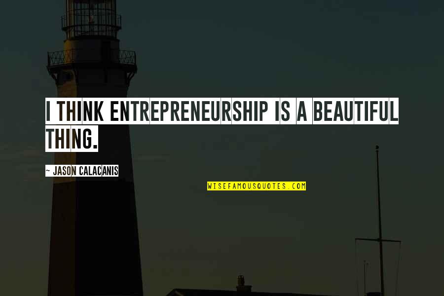 Jason Calacanis Quotes By Jason Calacanis: I think entrepreneurship is a beautiful thing.