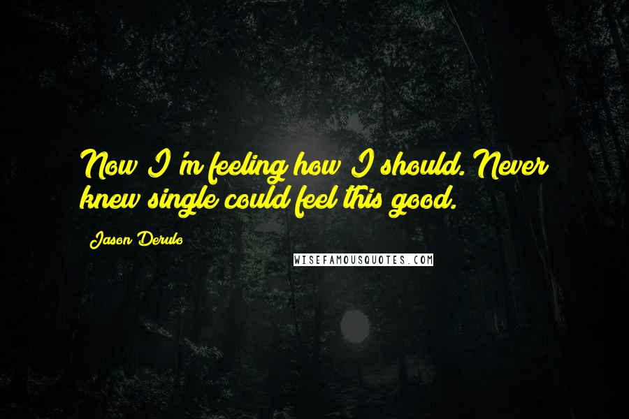Jason Derulo quotes: Now I'm feeling how I should. Never knew single could feel this good.