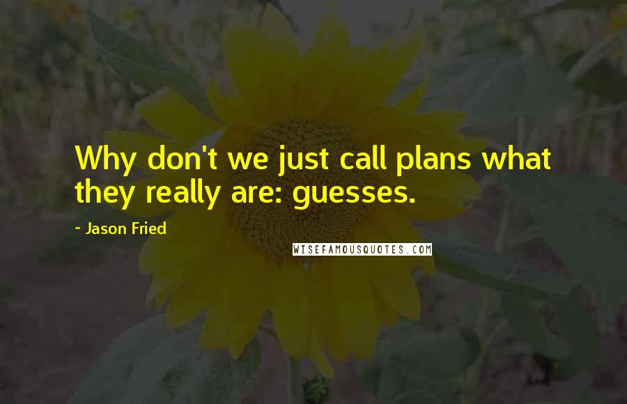 Jason Fried quotes: Why don't we just call plans what they really are: guesses.