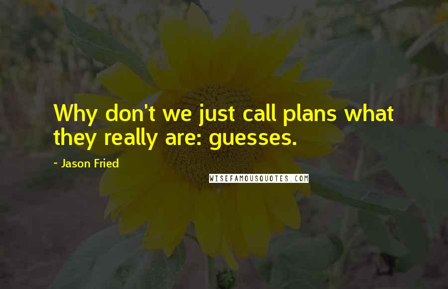 Jason Fried quotes: Why don't we just call plans what they really are: guesses. Jason Fried quotes: Why don't we just call plans what they really are: guesses.