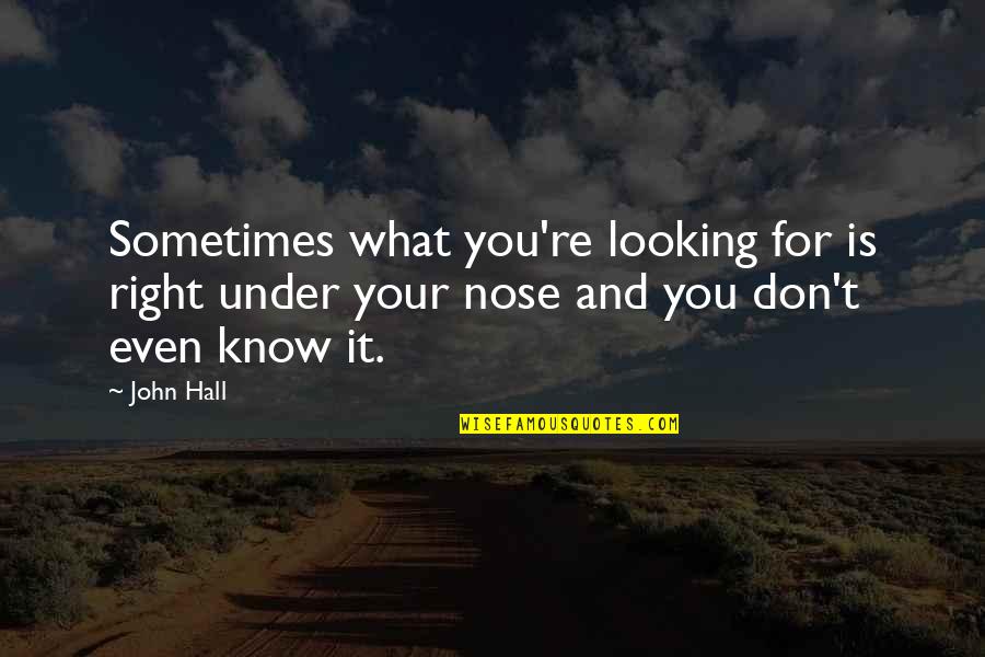 Jason Mendoza Quotes By John Hall: Sometimes what you're looking for is right under