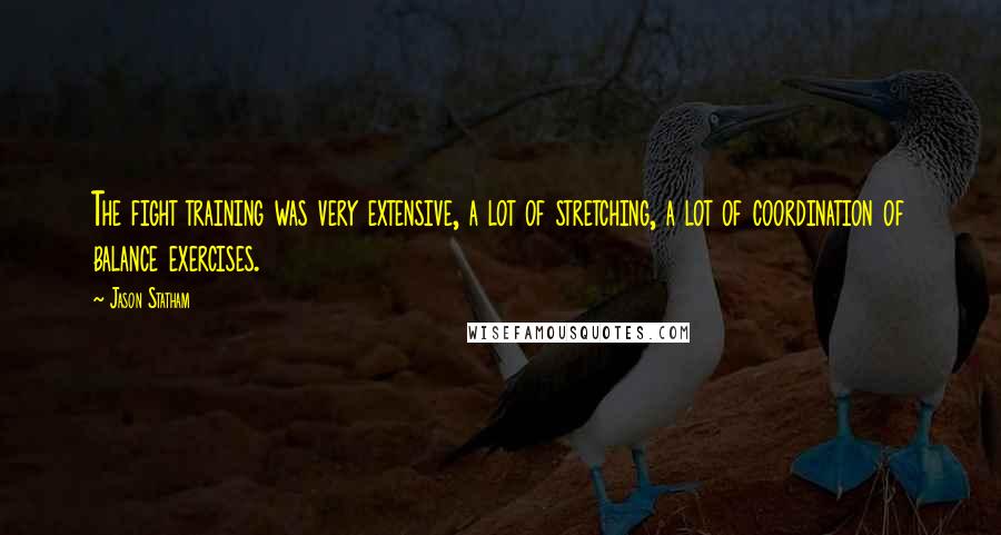 Jason Statham quotes: The fight training was very extensive, a lot of stretching, a lot of coordination of balance exercises.