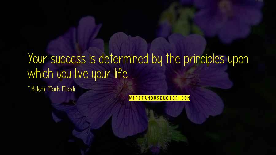 Javelot Poids Quotes By Bidemi Mark-Mordi: Your success is determined by the principles upon