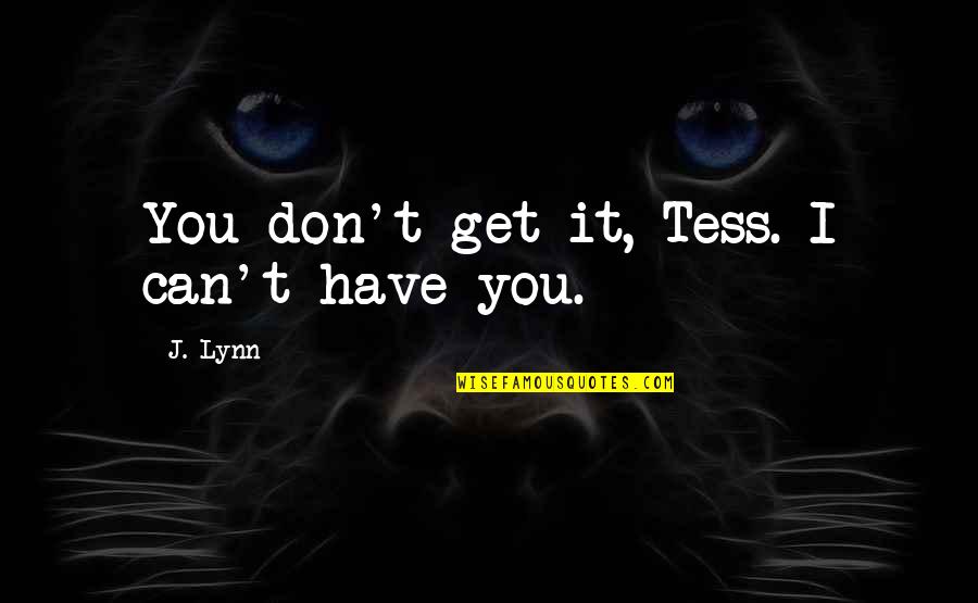 Jaxons Dania Quotes By J. Lynn: You don't get it, Tess. I can't have