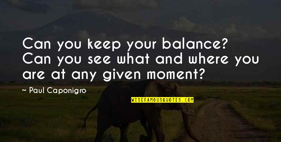 Jay And Neil Banter Quotes By Paul Caponigro: Can you keep your balance? Can you see