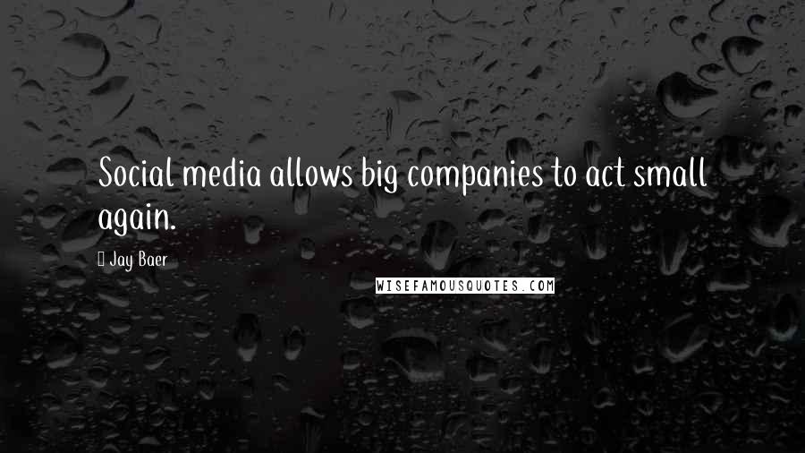 Jay Baer quotes: Social media allows big companies to act small again.