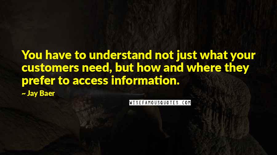 Jay Baer quotes: You have to understand not just what your customers need, but how and where they prefer to access information.