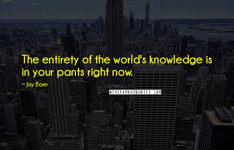 Jay Baer quotes: The entirety of the world's knowledge is in your pants right now.