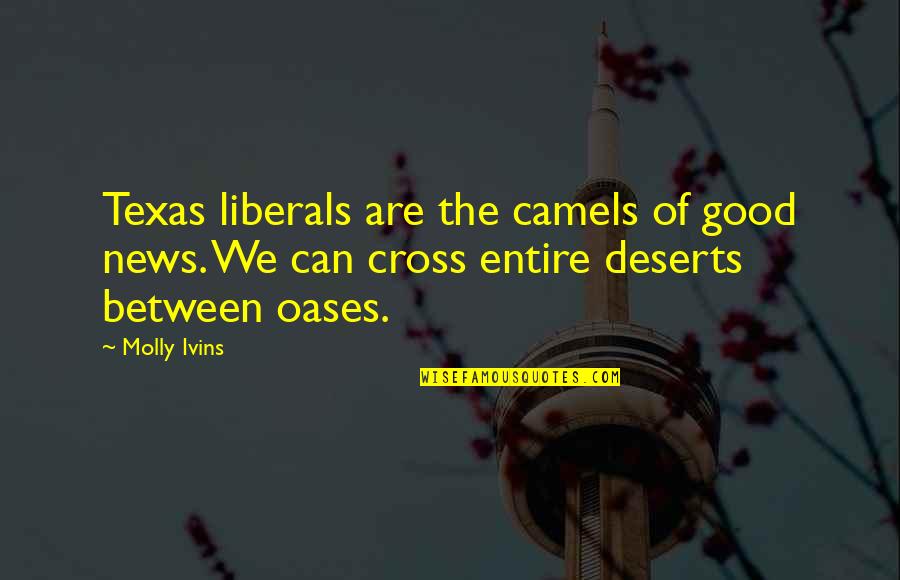 Jay Cutler Bodybuilder Motivational Quotes By Molly Ivins: Texas liberals are the camels of good news.