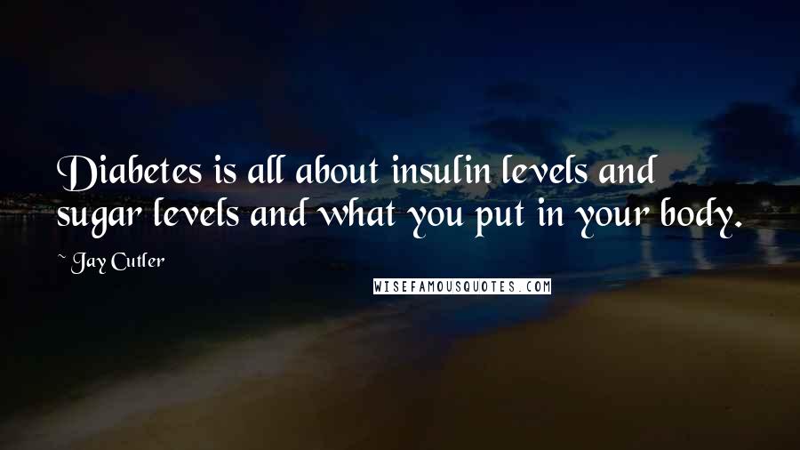 Jay Cutler quotes: Diabetes is all about insulin levels and sugar levels and what you put in your body.