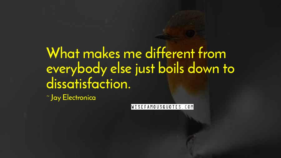 Jay Electronica quotes: What makes me different from everybody else just boils down to dissatisfaction.