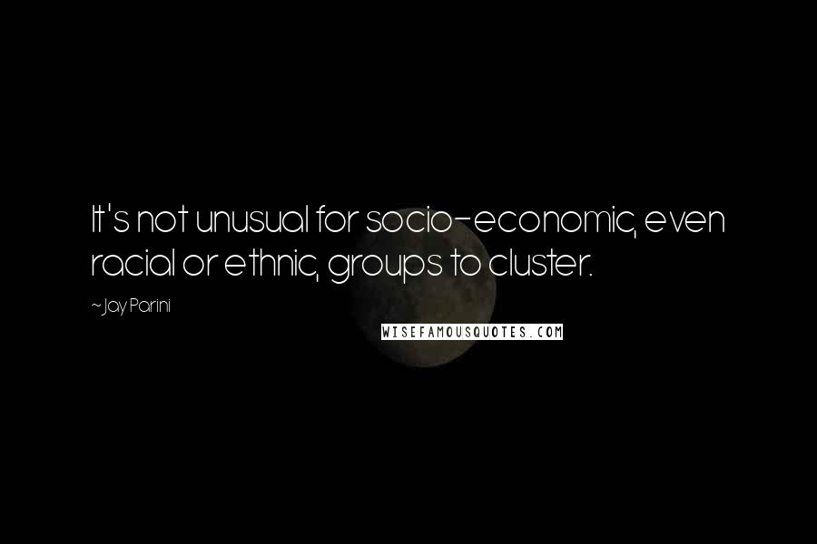 Jay Parini quotes: It's not unusual for socio-economic, even racial or ethnic, groups to cluster.