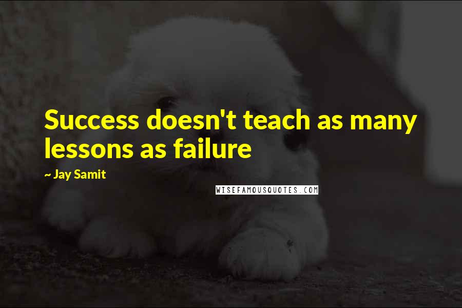 Jay Samit quotes: Success doesn't teach as many lessons as failure