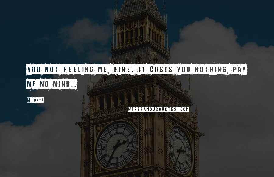 Jay-Z quotes: You not feeling me, fine. It costs you nothing, pay me no mind..