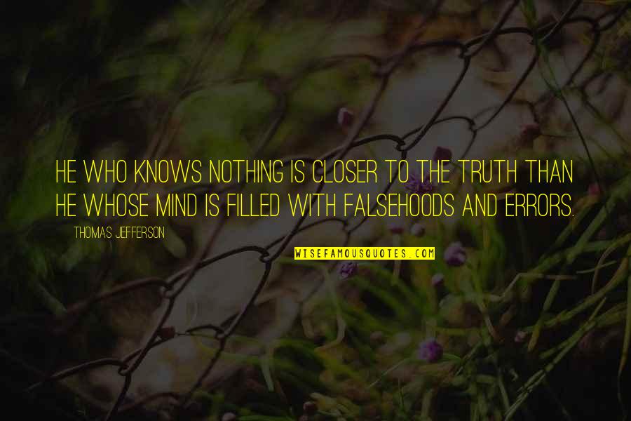 Jayadipa Quotes By Thomas Jefferson: He who knows nothing is closer to the