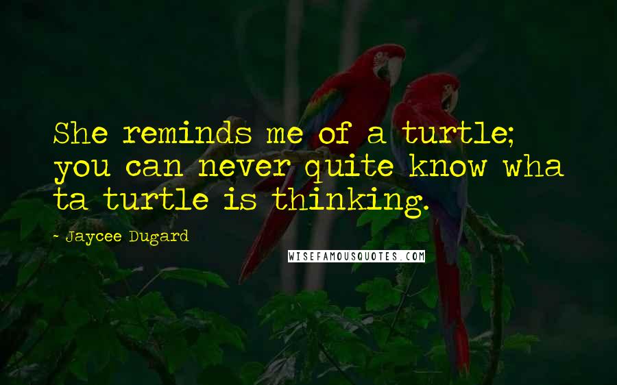 Jaycee Dugard quotes: She reminds me of a turtle; you can never quite know wha ta turtle is thinking.