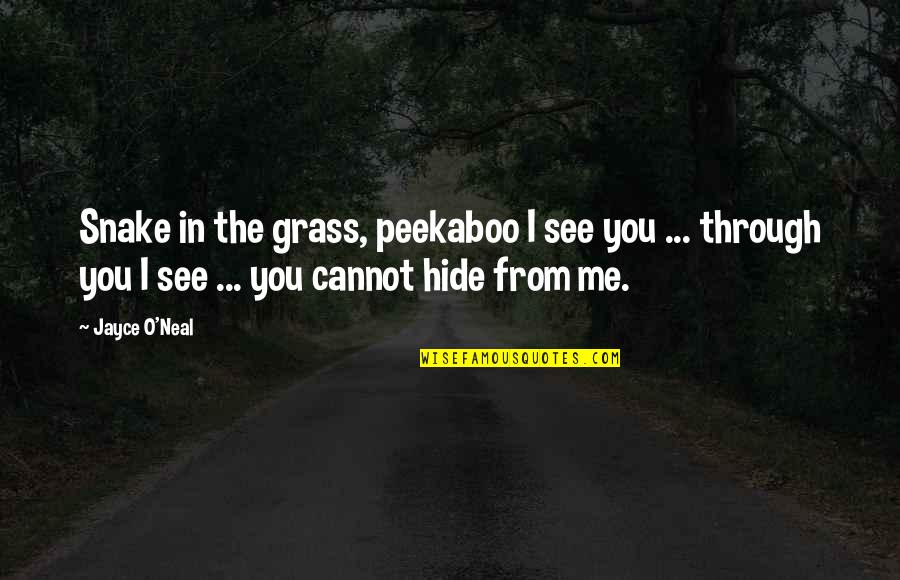 Jayce's Quotes By Jayce O'Neal: Snake in the grass, peekaboo I see you