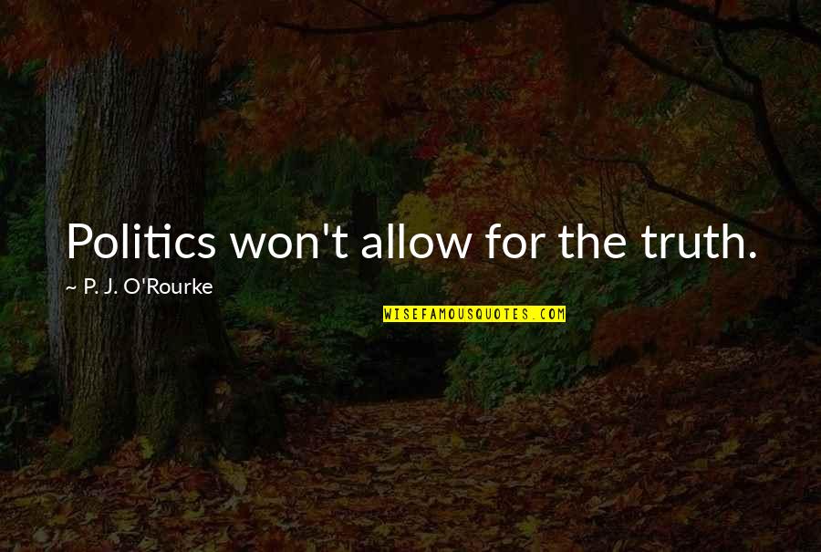 Jc Maxwell Quotes By P. J. O'Rourke: Politics won't allow for the truth. Jc Maxwell Quotes By P. J. O'Rourke: Politics won't allow for the truth.