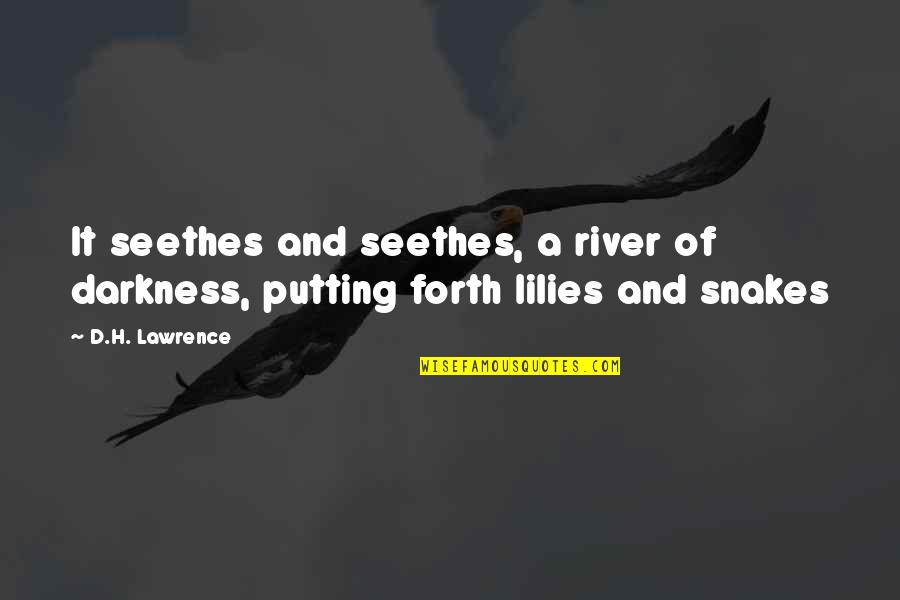 Jdrf T Shirt Quotes By D.H. Lawrence: It seethes and seethes, a river of darkness,