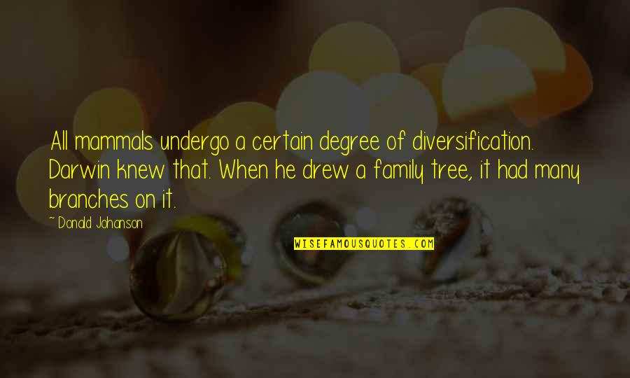 Jdsu Quotes By Donald Johanson: All mammals undergo a certain degree of diversification.