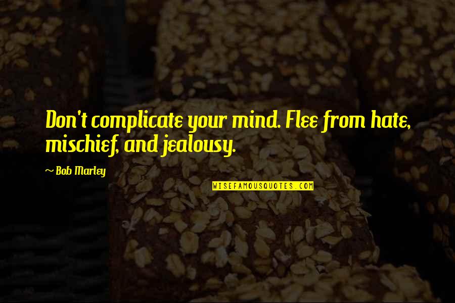 Jealousy And Hate Quotes By Bob Marley: Don't complicate your mind. Flee from hate, mischief,