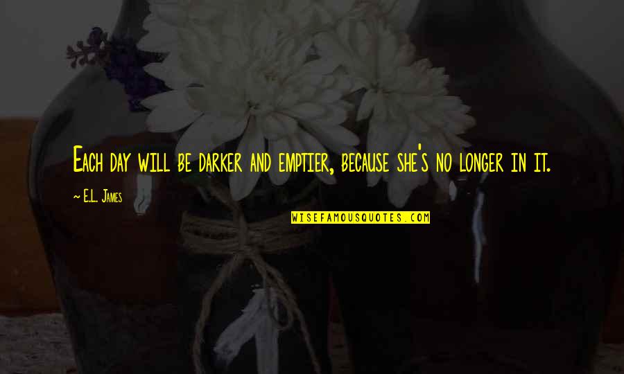 Jealousy Thought Quotes By E.L. James: Each day will be darker and emptier, because