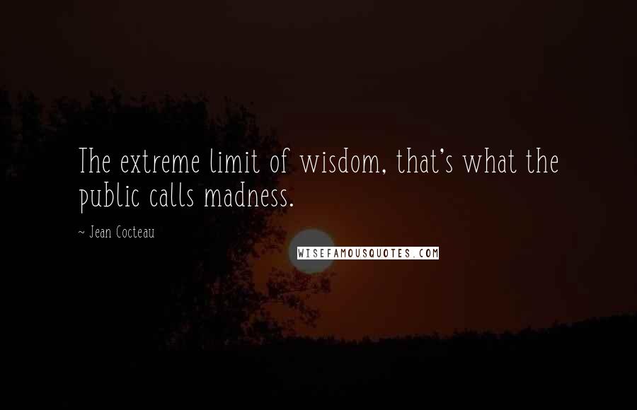 Jean Cocteau quotes: The extreme limit of wisdom, that's what the public calls madness.