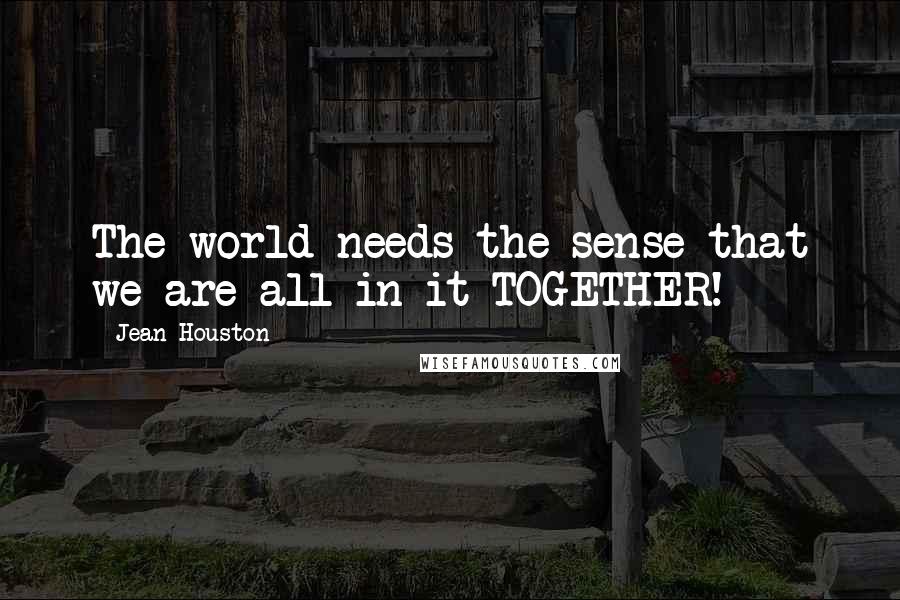 Jean Houston quotes: The world needs the sense that we are all in it TOGETHER!