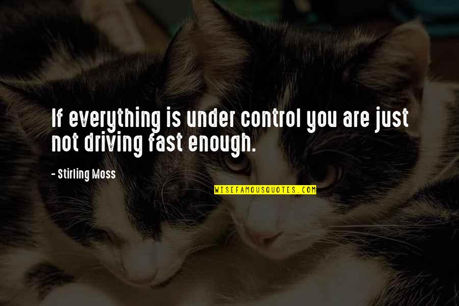 Jean Reno Quotes By Stirling Moss: If everything is under control you are just