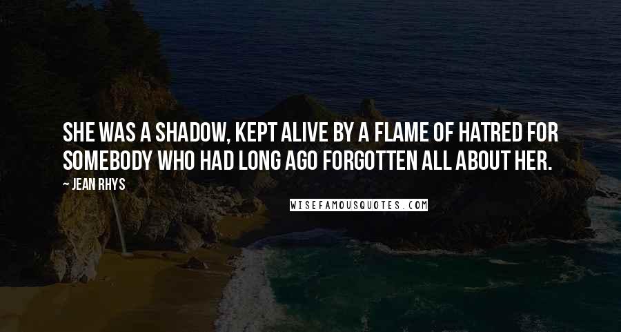 Jean Rhys quotes: She was a shadow, kept alive by a flame of hatred for somebody who had long ago forgotten all about her.