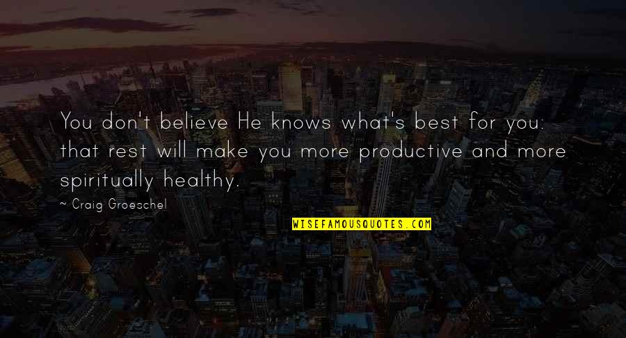 Jeandre Gerding Quotes By Craig Groeschel: You don't believe He knows what's best for