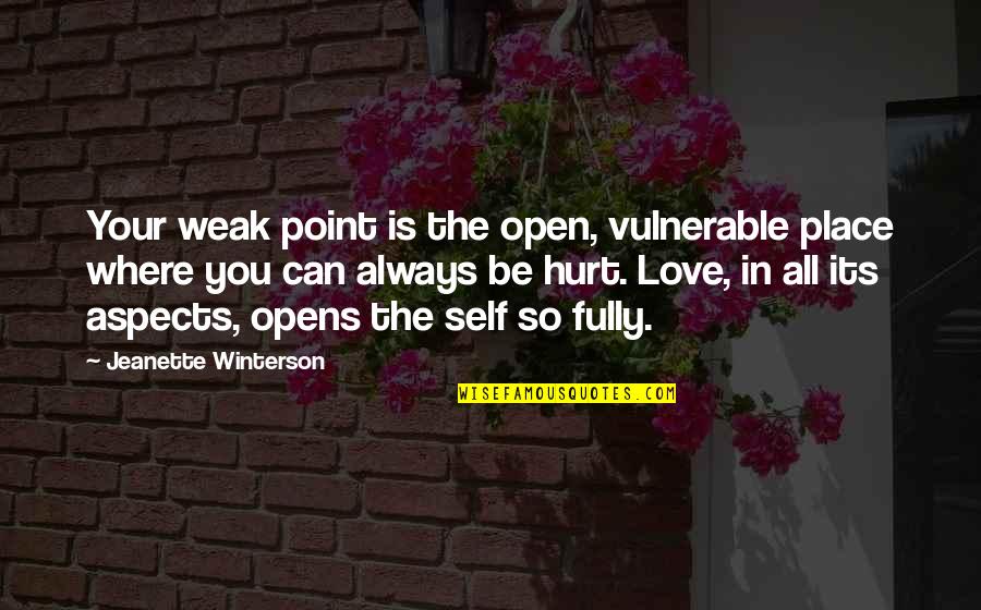 Jeanette Winterson Love Quotes By Jeanette Winterson: Your weak point is the open, vulnerable place