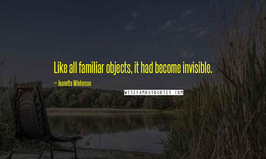 Jeanette Winterson quotes: Like all familiar objects, it had become invisible.